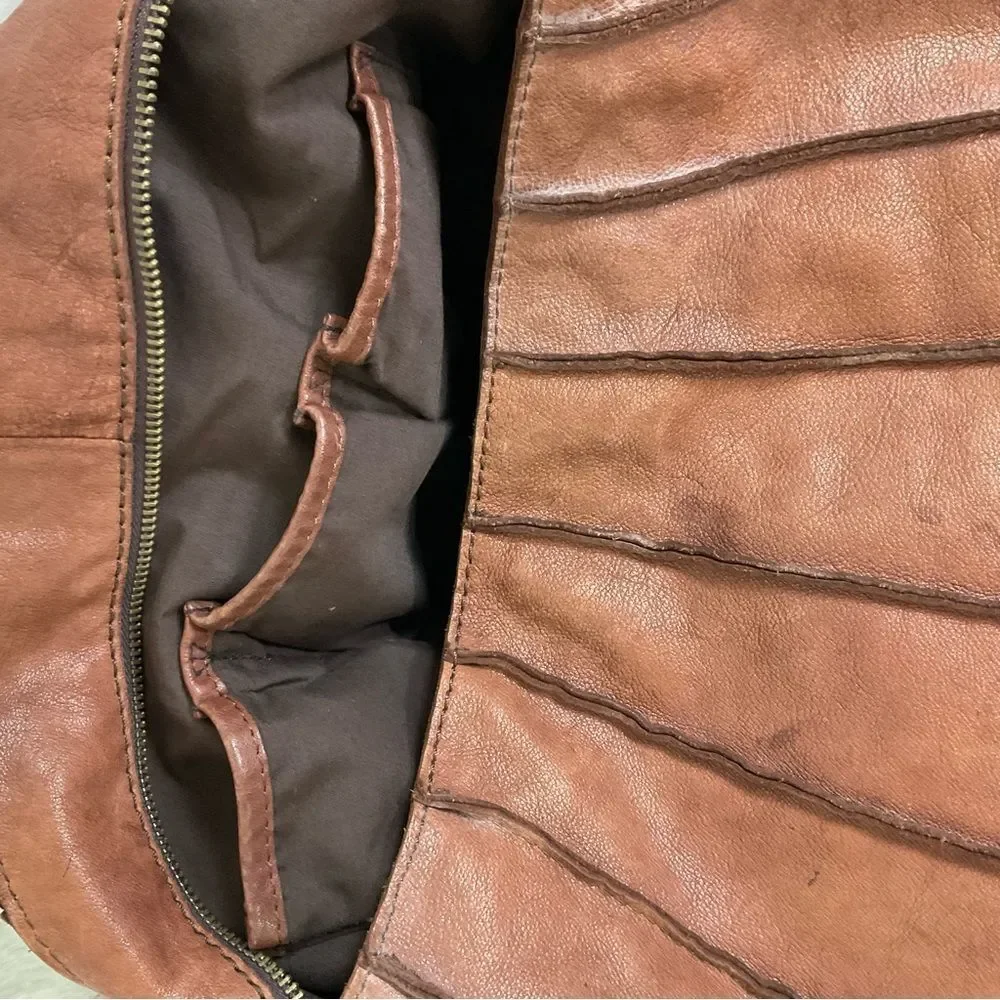 Lucky Brand Brown Canteena Fringe Leather Hobo Shoulder Bag